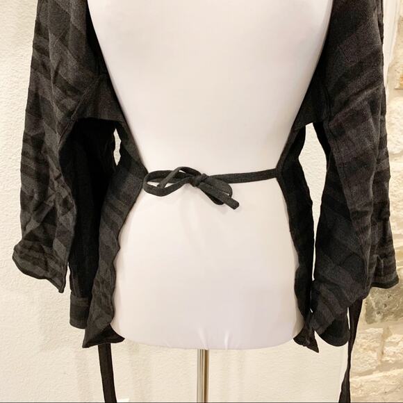 Theory Unique Striped Wrap Top Tunic Gray Brown Medium - Picture 7 of 9